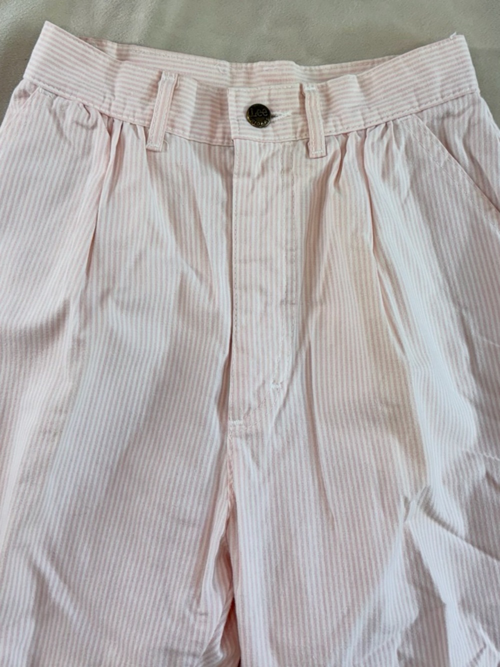 Vintage 80’s 90’s Lee Women's Light Pink Striped Trousers 24 mom jeans high rise